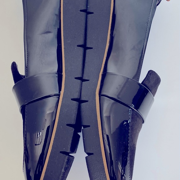 Dr Scholls Black Loafers Patent Faux Leather Shoes Women Size 8.5 Slip On - Picture 5 of 12